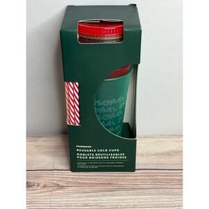 Starbucks Reusable Cold Cups 5 Pack Holiday 2019 24oz Tumblers Lids Straws New